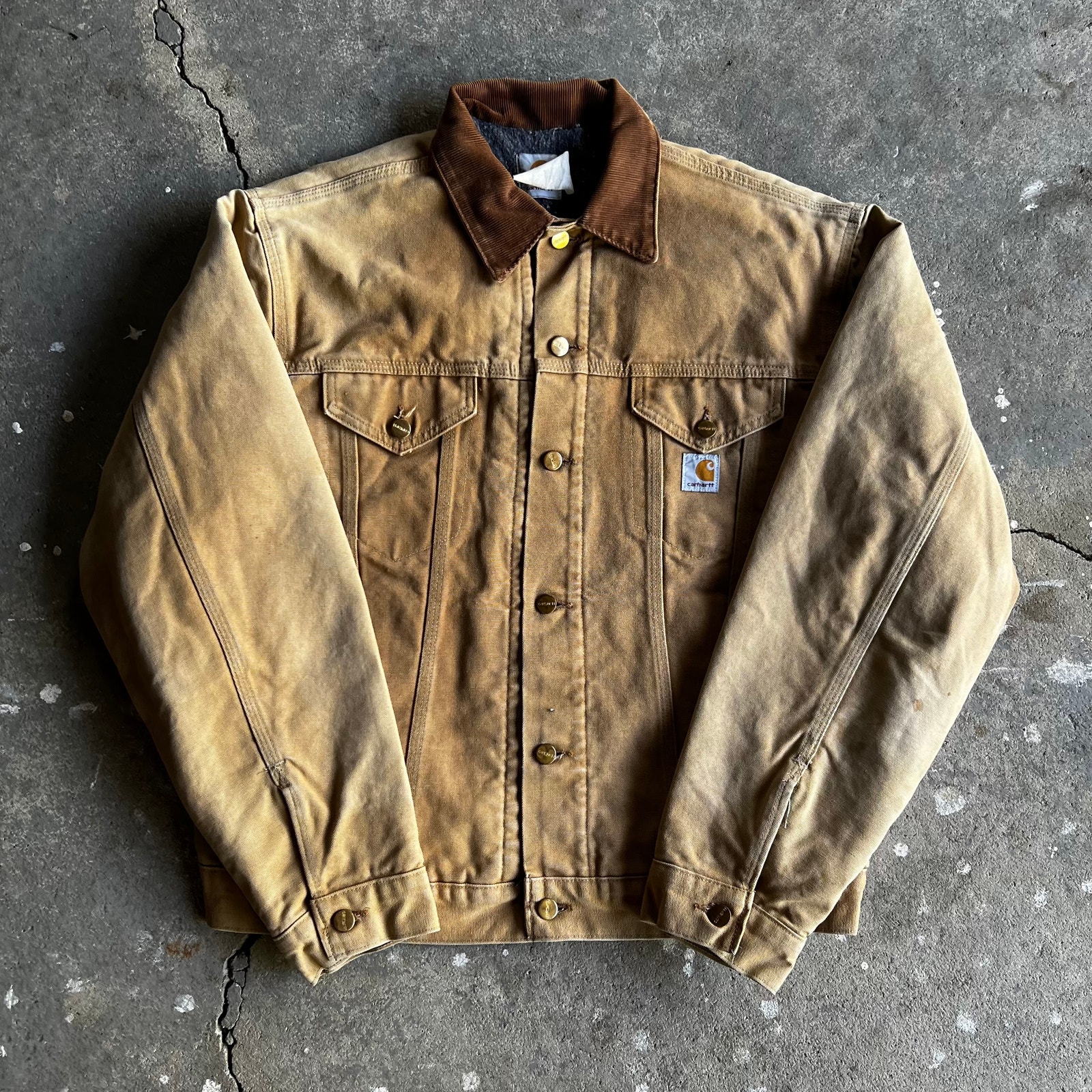 Carhartt Faded Brown Trucker Work Wear Jacket